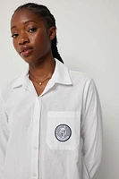 Ardene Embroidered Poplin Shirt in White | Size | 100% Cotton