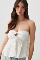 Ardene Two-Way Textured Babydoll Top in White | Size | Polyester/Spandex