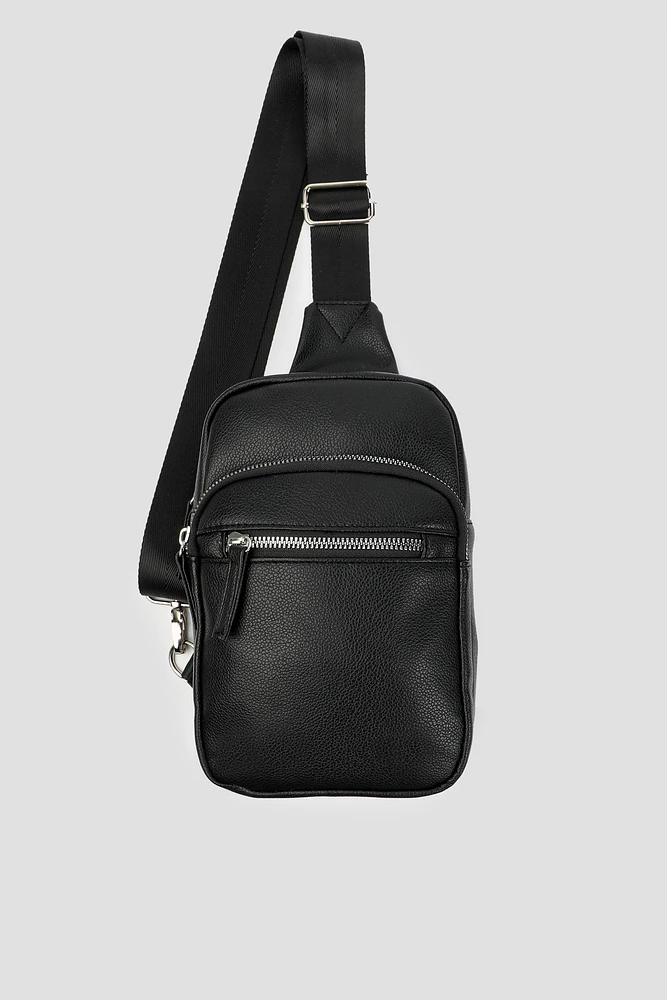 Ardene Sling Bag in Black | Faux Leather