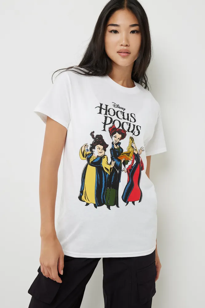 Ardene Hocus Pocus Oversized Pocus Tee in White | Size Small | 100% Cotton