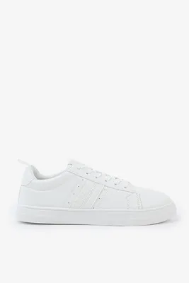 Ardene Chunky Lace-Up Sneakers in White, Size, Faux Leather