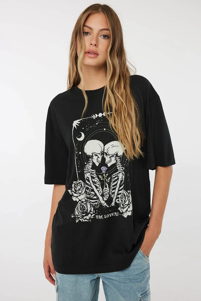 Ardene Oversized Graphic T-Shirt in | Size | 100% Cotton