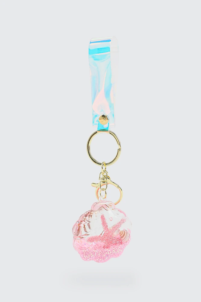 Ardene Seashell Keychain in Medium Pink