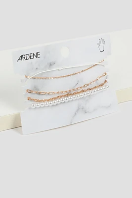 Ardene 5-Pack Assorted Bracelets in Gold