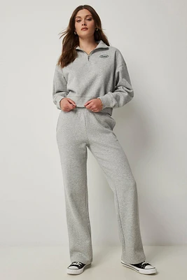 Ardene Straight Leg Sweatpants in Grey | Size | Polyester/Cotton | Fleece-Lined