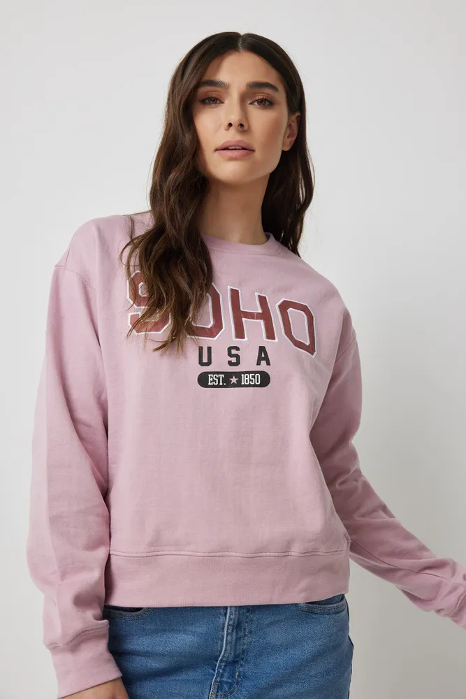 Women's Woman Within Pink Fleece Long Sleeve Sweatshirt Top Size