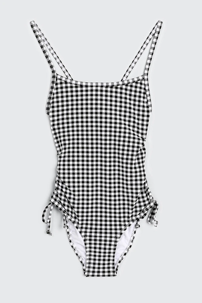 Ardene Kids Side Tie One Piece Swimsuit in Black | Size | Polyester/Spandex/Elastane