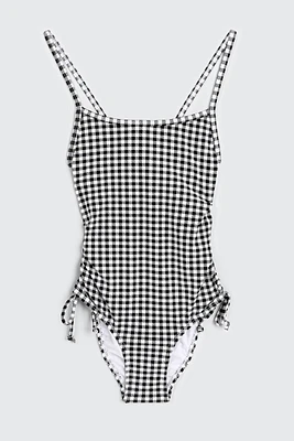 Ardene Kids Side Tie One Piece Swimsuit in Black | Size | Polyester/Spandex/Elastane