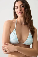 Ardene Striped Terry Triangle Swim Top in Light Blue | Size | Polyester/Nylon/Spandex