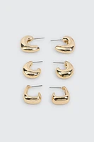 Ardene 3-Pack Chunky Hoop Earrings in Gold | Stainless Steel