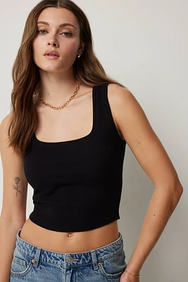 Ardene Basic Scoop Neck Tank in Black | Size | Cotton/Elastane | Eco-Conscious