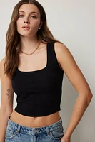 Ardene Basic Scoop Neck Tank in Black | Size | Cotton/Elastane | Eco-Conscious