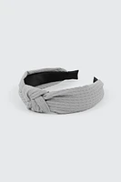 Ardene Waffle Knit Knotted Headband in Grey | Polyester