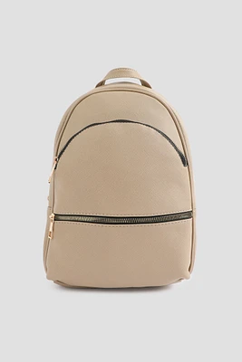 Ardene Faux Leather Backpack in Beige | Faux Leather/Polyester