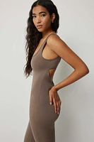 Ardene Open Back Flare Leg Jumpsuit in Brown | Size | Nylon/Spandex