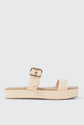 Ardene Raffia Platform Sandals in Beige | Size