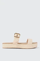 Ardene Raffia Platform Sandals in Beige | Size