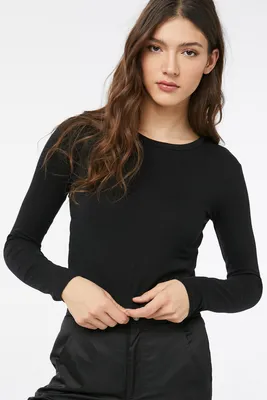Ardene Basic Long Sleeve Cropped Tee in | Size | Spandex/Cotton