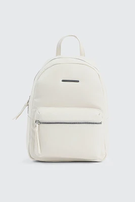 Ardene Faux Leather Backpack in White | 100% Recycled Polyester/Faux Leather | Eco-Conscious