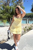 Ardene Lemon Drop Mini Dress in Light Yellow | Size | Polyester/Cotton