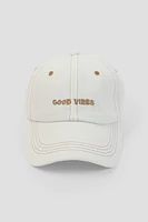 Ardene Good Vibes Cap in White | 100% Cotton