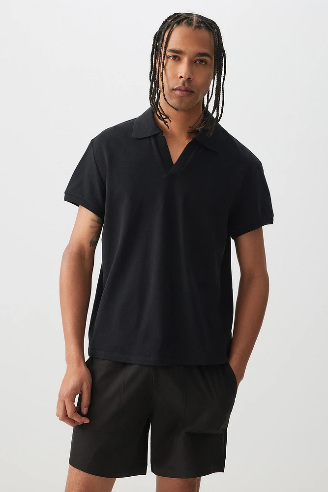 Ardene Man Short Sleeve Polo Shirt For Men in Black | Size | Cotton/Elastane | Eco-Conscious