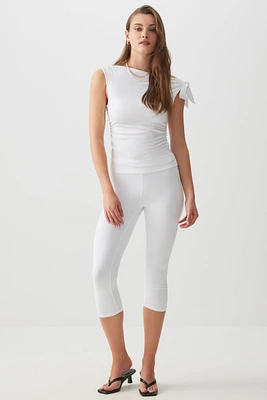 Ardene Contour Capri Leggings in White | Size | Elastane/Polyamide