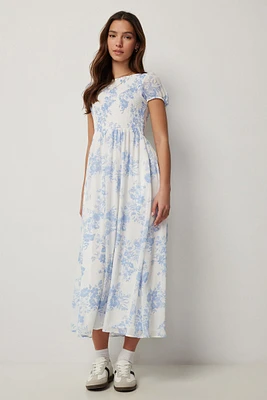 Ardene Smocked Bodice Midi Dress in | Size | Polyester