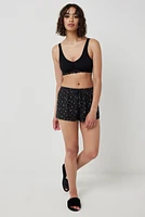 Ardene Printed Satin PJ Shorts in Black | Size | Polyester/Spandex | Eco-Conscious