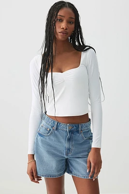 Ardene Contour Sweetheart Neck Long Sleeve T-Shirt in | Size | Elastane/Polyamide