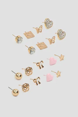 Ardene 9-Pack Assorted Stud Earrings in Gold | Stainless Steel