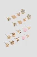 Ardene 9-Pack Assorted Stud Earrings in Gold | Stainless Steel