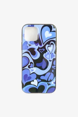 Ardene Heart Print iPhone 12 Pro Case in Medium Blue