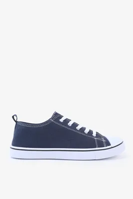 Ardene Low Top Cap Toe Sneakers in Dark Blue | Size | Cotton
