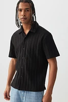 Ardene Man Chevron Knit Short Sleeve Shirt For Men in Black | Size | Polyester/Cotton