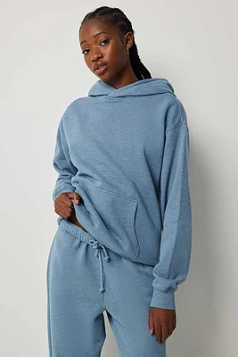 Ardene Solid Hoodie in Medium Blue | Size | Polyester/Cotton | Fleece-Lined | Eco-Conscious