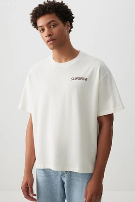 Ardene Man Graphic Boxy T-Shirt For Men in White | Size | 100% Cotton