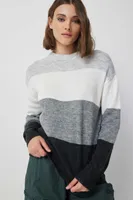 Ardene Longline Moss Stitch Colorblock Sweater in Grey | Size | Nylon/Spandex