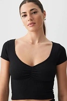 Ardene Seamless Ruched Front T-Shirt in | Size | Nylon/Elastane