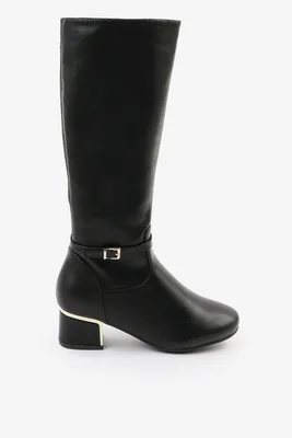 Ardene Accent Heel Knee High Boots in | Size | Faux Leather