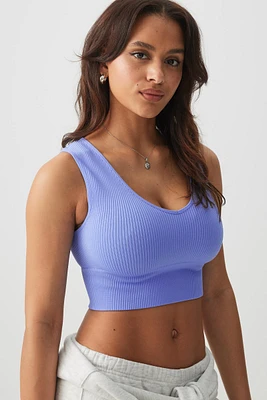 Ardene Basic Ultra Crop V-Neck Seamless Tank in | Size | Nylon/Elastane | Eco-Conscious