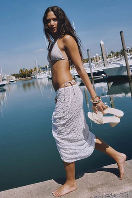 Ardene Maxi Lace Skirt in White | Size | Nylon/Elastane