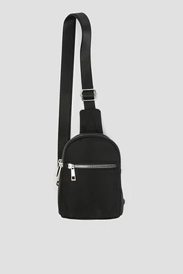 Ardene Nylon Mini Sling Bag in Silver | Polyester/Nylon | Eco-Conscious