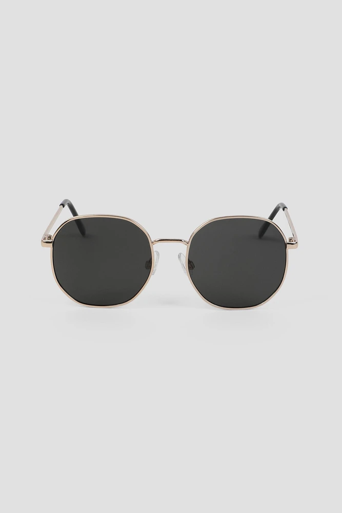 Ardene Metal Round Sunglasses in Gold