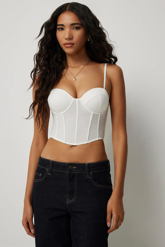 Ardene Ultra Crop Bustier in White | Size | Polyester/Elastane