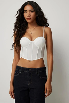 Ardene Ultra Crop Bustier in White | Size | Polyester/Elastane