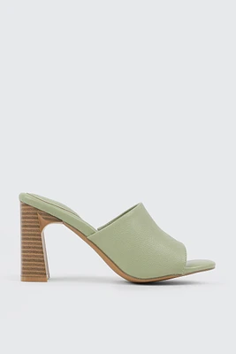 Ardene Block Heel Mule Sandals in Light Green | Size | Eco-Conscious