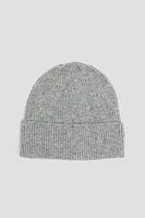 Ardene Wide Cuff Ribbed Beanie in Grey | Polyester