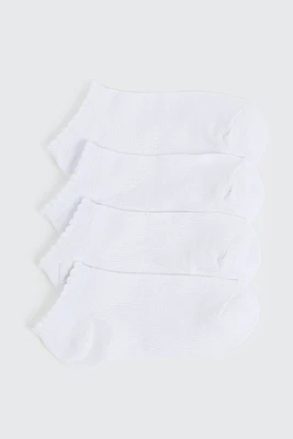 Ardene Kids 4-Pack Pug Ankle Socks in White | Polyester/Spandex