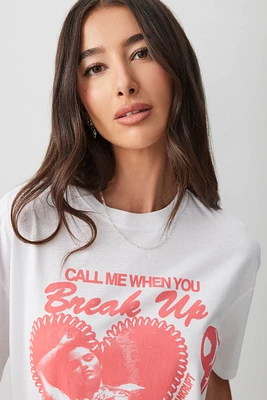Ardene Oversized Selena Gomez T-Shirt in White | Size | 100% Cotton